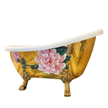 Индивидуальная независимая императорская наложница в европейском стиле Золотая ванна Маленькая квартира Жемчужно-акриловая ванна для взрослых 1,5 м