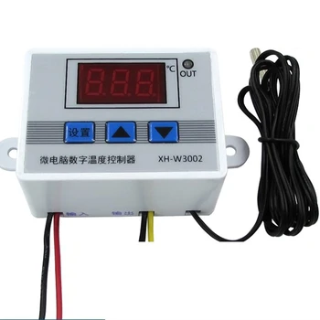 XH-W3002 Цифровой светодиодный регулятор температуры 220 В, датчик управления термостатом 10A с водонепроницаемым датчиком W3002