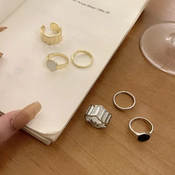 Кольцо из трех частей в стиле хип-хоп панк, индивидуальное кольцо в холодном стиле, простое модное кольцо для указательного пальца
