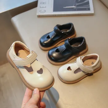 Кожаная Обувь для Девочек, Обувь Принцессы в Британском Стиле, Модная Дышащая Повседневная Детская Обувь С Открытой Спиной, Chaussure Enfant Fille