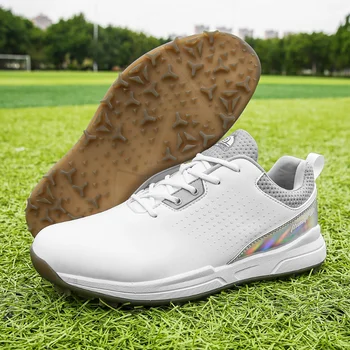 2023, Новый тренд, обувь для гольфа для мужчин, Кожаная спортивная обувь, Мужские Противоскользящие шипы, Тренировочный человек для гольфа, Элитный бренд, Спортивная обувь для мужчин