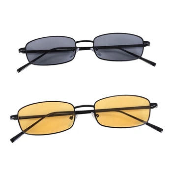 2 предмета, винтажные солнцезащитные очки унисекс, прямоугольные очки маленьких оттенков, солнцезащитные очки S8004, серая черная оправа и желтая черная оправа