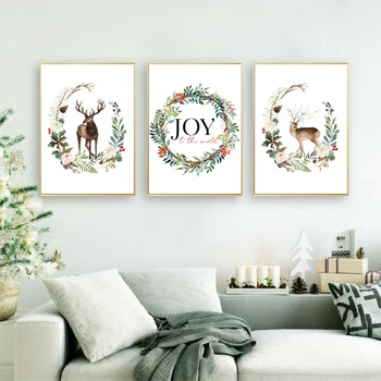 Картина на холсте с Рождеством, плакат с декором 