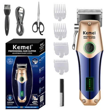 Перезаряжаемая машинка для стрижки волос Kemei, Аккумуляторный триммер для бороды и волос для мужчин, мощная электрическая машинка для стрижки волос, Регулируемая стрижка