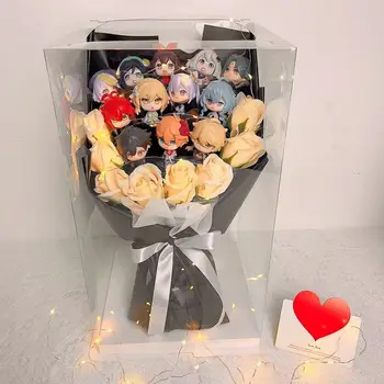Плюшевый букет из аниме Kawaii Genshin Impact Для домашнего Свадебного украшения Букет из искусственных цветов Рождественские Готовые Букеты Подарков