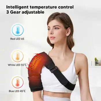 Электрический нагревательный бандаж для массажа плеча, обертывание, терапия горячим компрессом, вибрационный массаж, наплечная накладка, Обезболивающая поддержка плеча