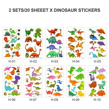 Наклейка с Татуировками Мультяшных Динозавров из 20 Листов для детей Arm