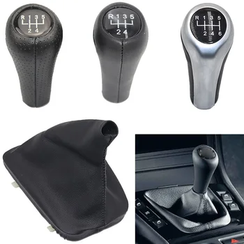 Хромированная и кожаная ручка переключения передач автомобиля, рычаг, накладка на багажник для BMW 3 серии E46