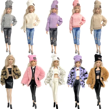 NK Новейшая Кукольная Одежда Barbies Современная Плюшевая Куртка Модный Костюм Юбка Подходит Для 11,8 дюймовой Куклы Повседневная Одежда JJ