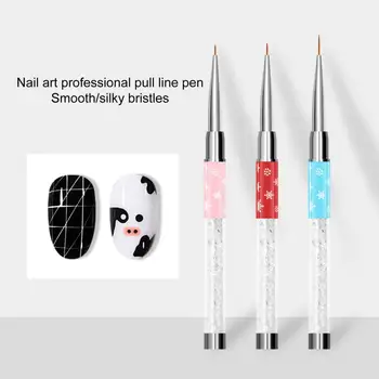 Ручка Для Подводки Ногтей Snowflake Print Faux Crystal Fine Point Nail Drawing Pen Профессиональная Ручка Для Подводки Ногтей Nail Art Brush Pen Инструмент Для Маникюрного Салона