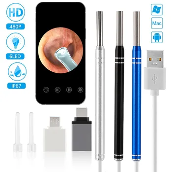 Видимая Ушная палочка, Медицинский Отоскоп, Водонепроницаемая камера, Ушная сера, Визуальный осмотр полости рта, Ушная ложка, Инструмент для чистки ушей на ПК Android