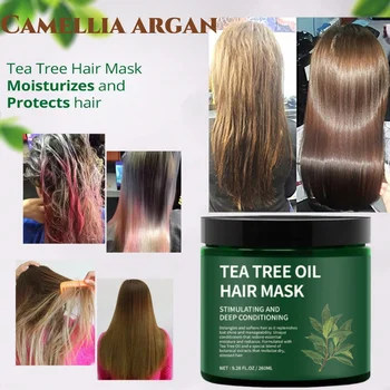 Маска для волос Botanic Hearth Tea Tree Hair Mask Deep Conditioner Увлажняет и Защищает Волосы Кожу Головы, Улучшая Сухость, Завивание, Секущиеся Кончики Поврежденных Волос
