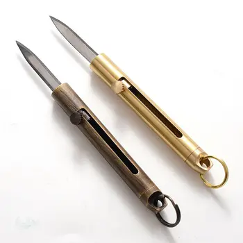 Портативный латунный мини-нож Карманный нож Брелок для ключей Распаковка Мультитула выживания EDC Гаджеты для мужчин Подарок