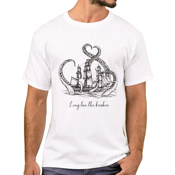 Мужская футболка TEEHUB Hipster Octopus Ship, забавные футболки с принтом атакующего Кракена, футболки с коротким рукавом, крутая футболка