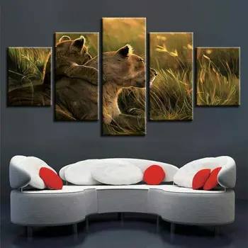 Картины со львами, плакат с пастбищами, дикими животными, модульное искусство для гостиной, картины для печати в формате HD, домашний декор, холст без рамки