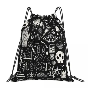 Диковинки Кость Черный гриб Грибы Лесные сумки на шнурке Сумка для спортзала рюкзак с 3D-принтом Сумка для обуви