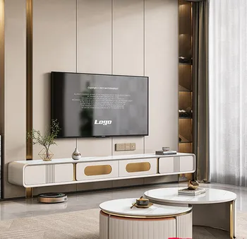 Легкая роскошная подвесная тумба для телевизора с каменной панелью, комбинация чайных столиков, современный простой бытовой прямоугольный настенный шкаф