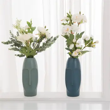 Светло-голубая пластиковая ваза для цветов, Новое украшение гостиной в скандинавском стиле, Гидропонная Ваза, Имитация керамической Вазы