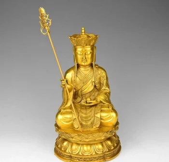 13 ”Тибетский Латунный Будда Медный Дзидзо Кшитигарбха Тансенг Ди Занг Статуя Короля из Бисера