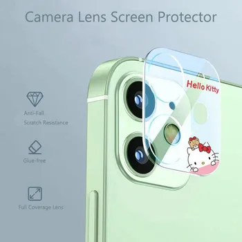 Защитная Пленка для Объектива Камеры Hello Kitty Glass Film для Iphone 14 Plus 13 12 Mini 11 Pro Max с Рисунком Куроми Cinnamoroll, Полная Крышка Объектива