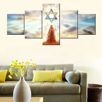 Украшения для дома, 5 предметов, иудаистские картины, настенные еврейские картины, холст, современное художественное произведение, домашний декор, HD Печать без рамок