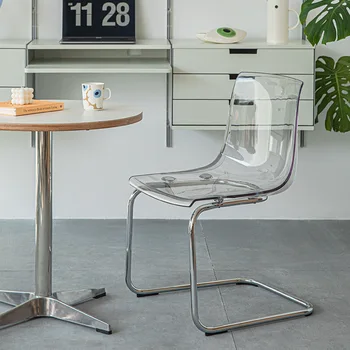 Стул Toyas, Хромированный Обеденный стул прозрачного цвета, Стул для конференций Со спинкой, Простая современная столовая для дома, одноместное сиденье