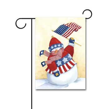 Изготовленный на Заказ Садовый Флаг США 12x18 дюймов Вязаный Полиэфирный Звездно-Блестящий Флаг Снеговика Двусторонний Баннер Без Флагштока Прямая Поставка